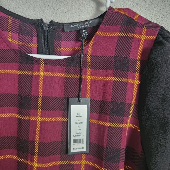 Romeo and‎ Juliet Couture Plaid Peblum Blouse Women's Size Medium - Picture 4 of 4